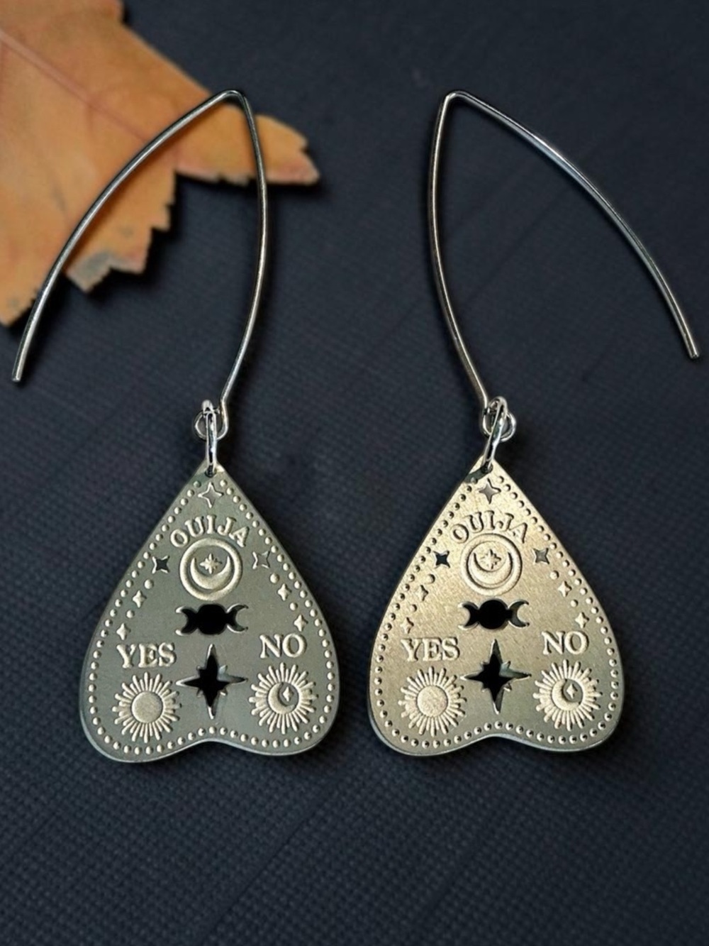 🆕 Ouija Planchette Laser Etched Dangle Earrings